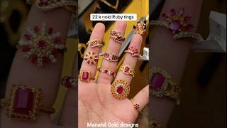 #22k beautiful Red Ruby Gold Engagement Rings 😍| #trending #viralshort #goldrings