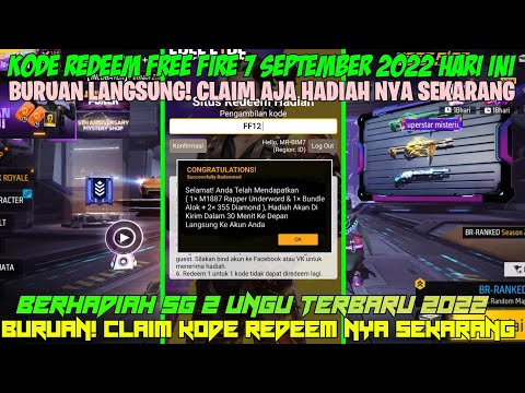 BONGKAR 6 KODE REDEEM FF‼️KODE REDEEM FREE FIRE TERBARU 7 SEPTEMBER 2022 || BERHADIAH SG 2 UNGU 2022