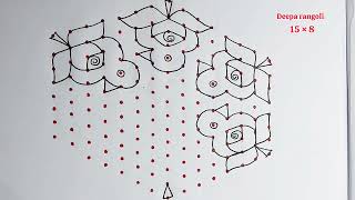 15X8 Pulli Kolam Easy Big Kolam Design For Beginners Daily Kolam
