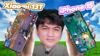 เทสเกม iPhone 15 vs Xiaomi 13T | iPhone รุ่นใหม่ตัวเริ่มต้นกับมือถือ Android หมื่นกลาง เท่ากันไหม ?