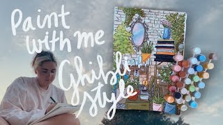 Paint with Me | Ghibli Style Painting | Chill Jazz | Recycled Paint Challenge