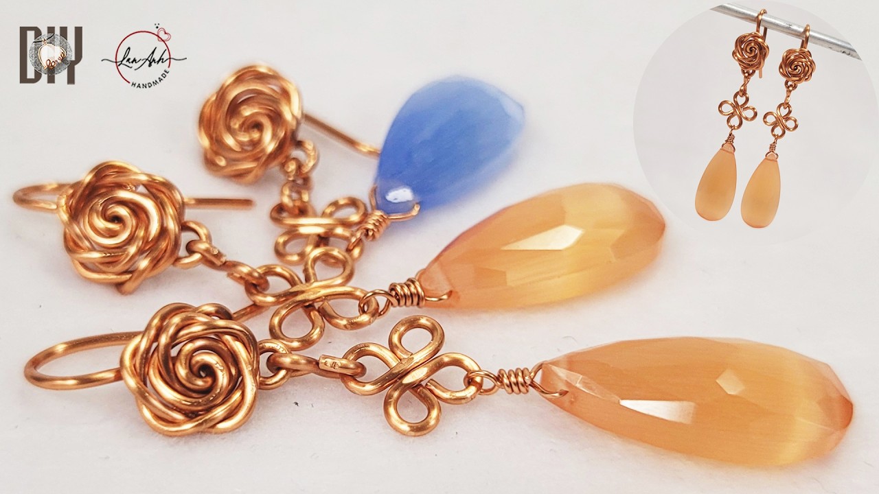 Making beautiful earrings with rose and clover | Cute and easy