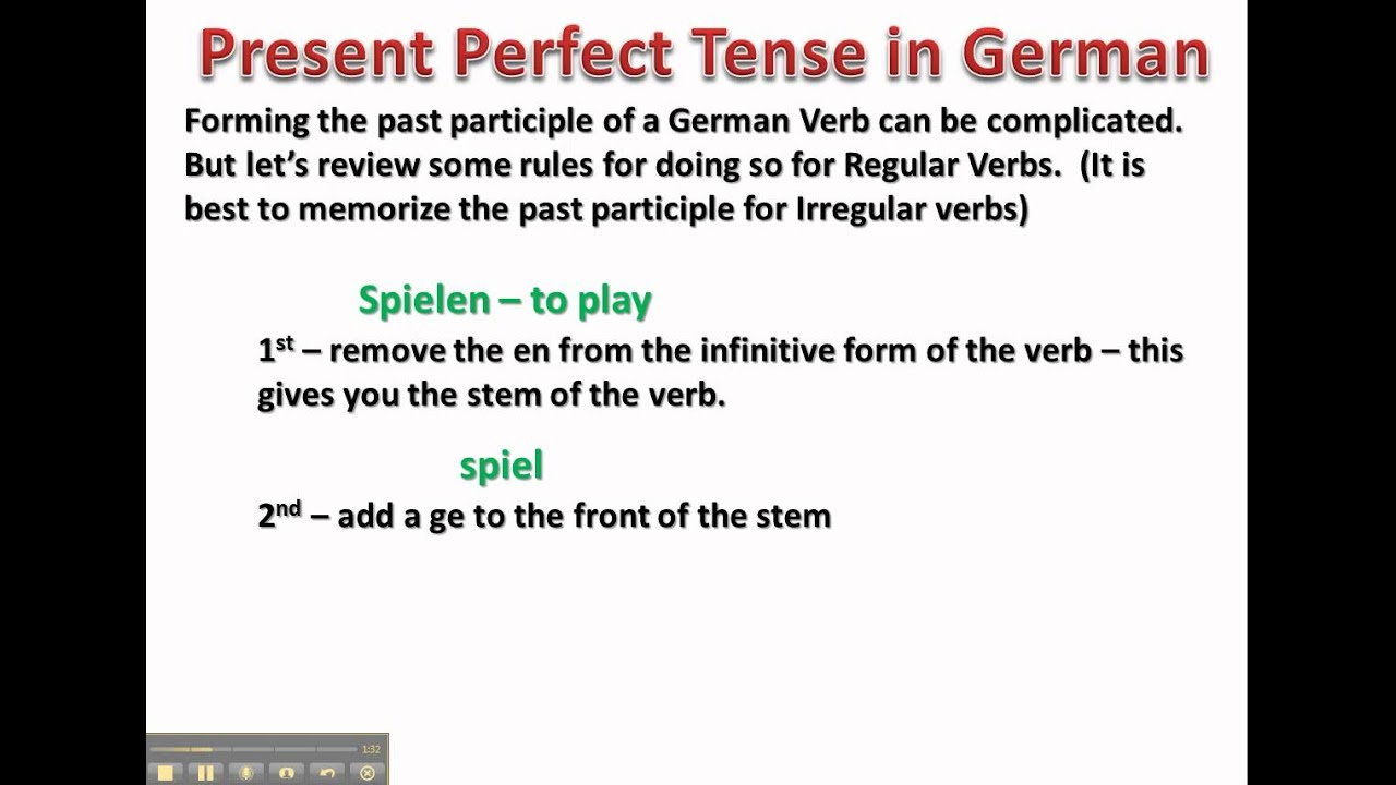Present Perfect Tense In German Youtube
