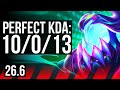 ZAC vs ZOE (TOP) | Perfect KDA: 10/0/13 | NA Challenger | 26.6