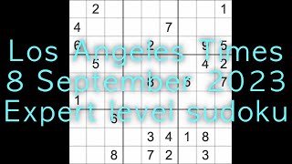 Sudoku solution – Los Angeles Times 8 September 2023 Expert level