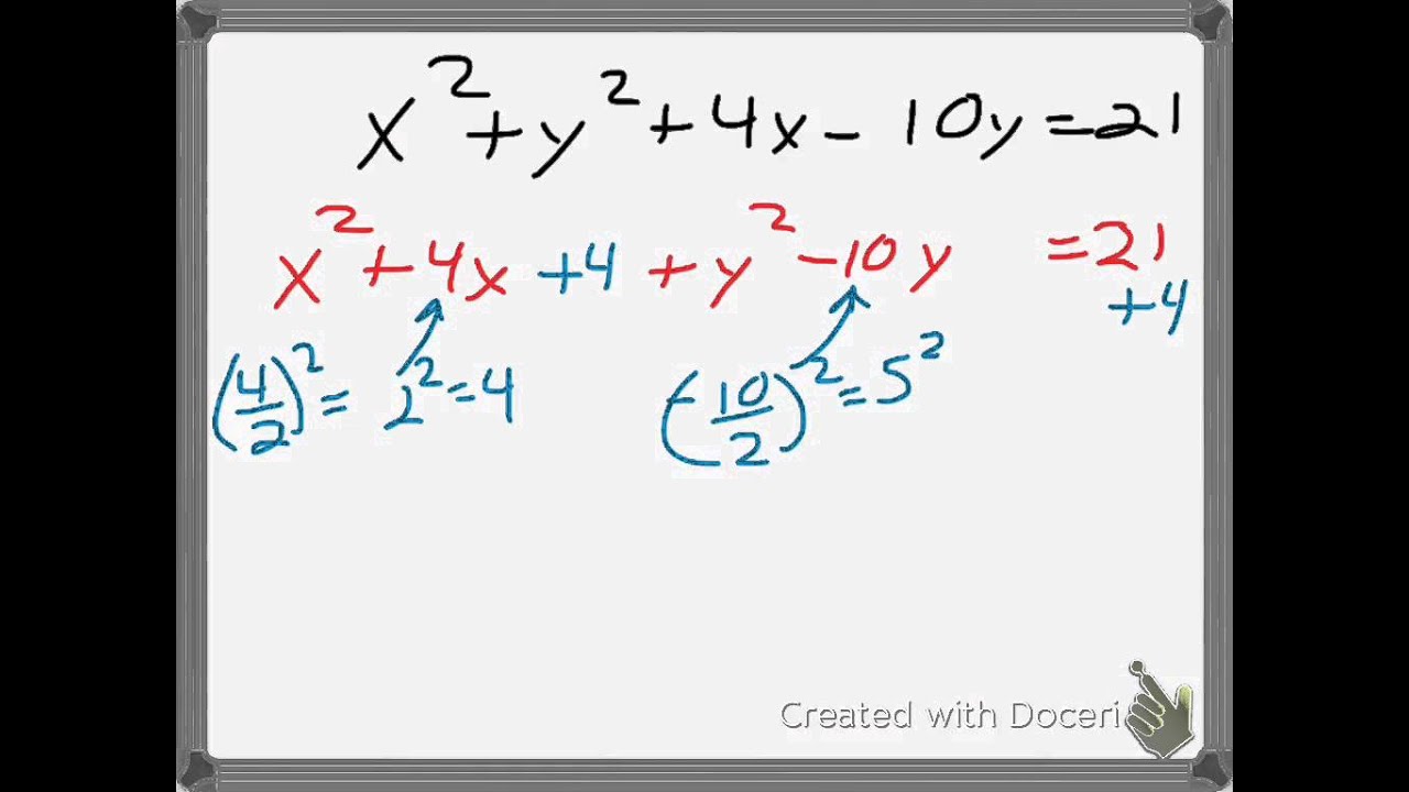 Finding standard form of a circle from general equation