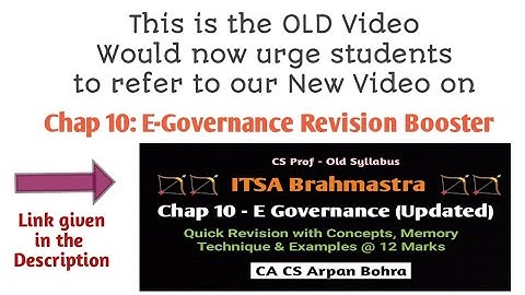 CS Professional ITSA Revision Lecture of E Governance (Old)