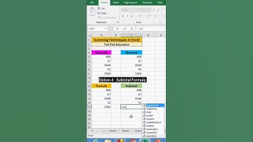 Different ways of sum in #microsoft #excel #msexcel #shorts #computer #education