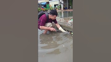 Removing Garbage Full Clog and Rain Storm Flooding #plastic #real #shorts #unclog #remove #flood
