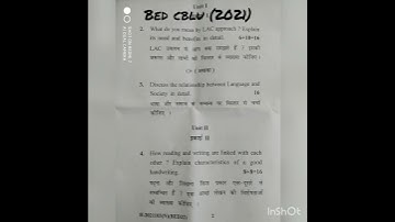 BED CBLU (2021) Question paper of Language Across The Curriculum