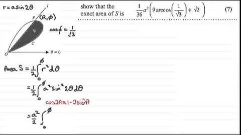 Area - Polar Curve : Further Maths : FP2 Edexcel June 2013 Q8(c) : ExamSolutions