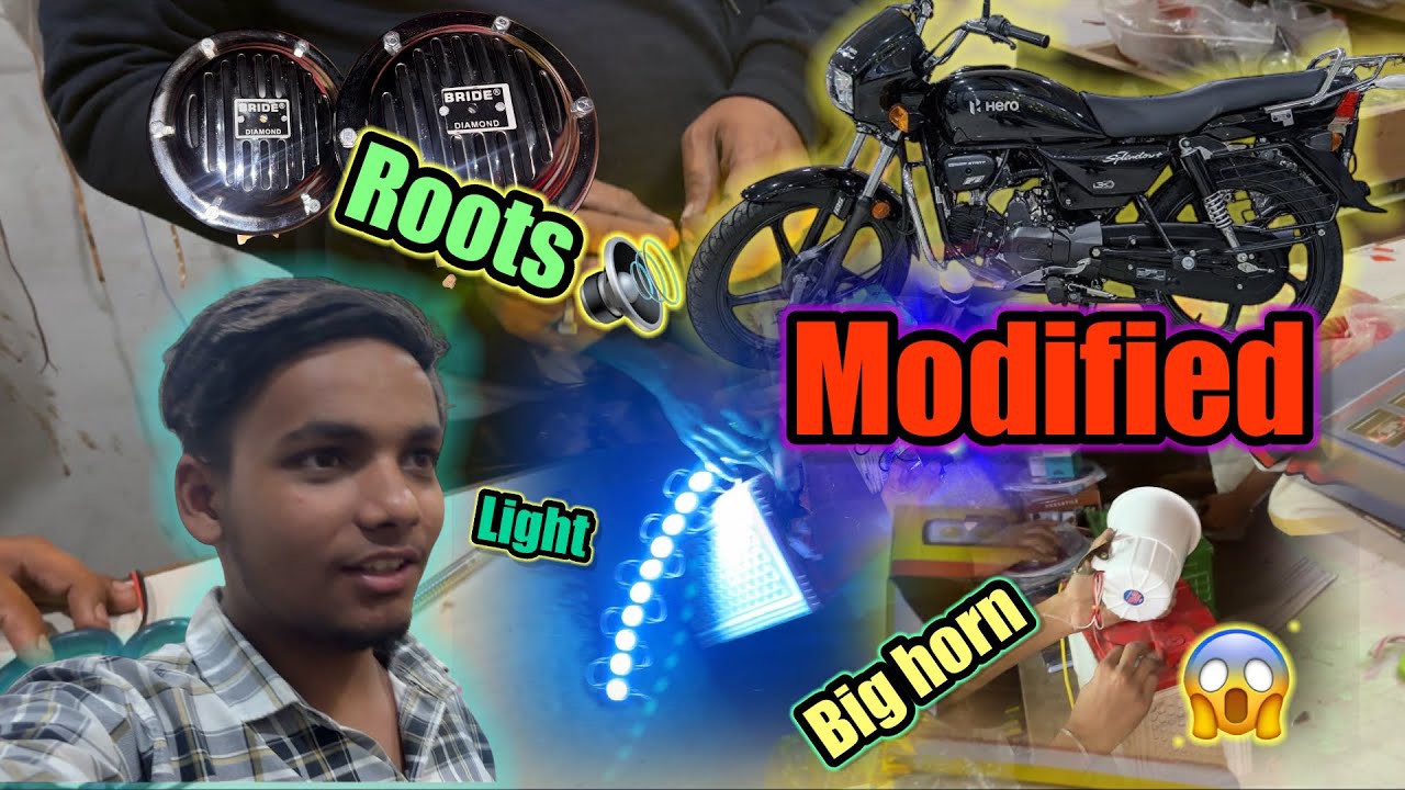 Splendor Modified Accessories Purchase ਸਬ ਤੋ ਸਾਸਤੇ ਸਮਾਨ 💸 Big Horn * Roots 🔊