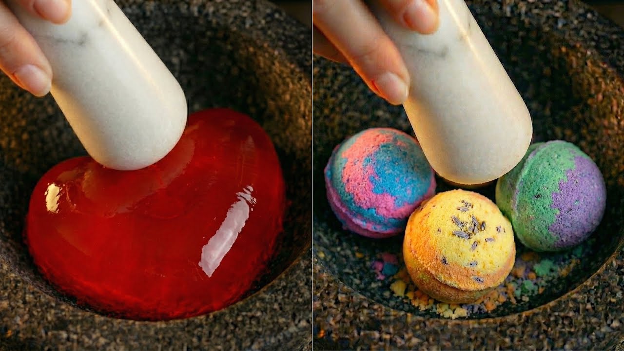 ASMR Mortar & Pestle Crushing 🥣 Jelly, Bath Bombs & Steel Balls | Satisfying Grinding