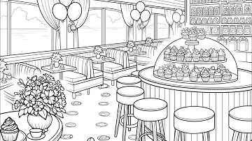 Sweet Escape : The Cupcake Cafe by the Sea Zen Color #PaintbyNumber #coloringbook #desserts