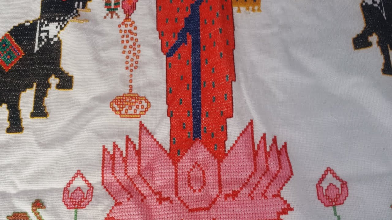 Goddess Lakshmi# Dustti Lakshmi Madha Long parda Design#Cross Stitch ...