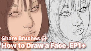 How to Draw a Face .EP1 | COLOR Beginner Process ✨