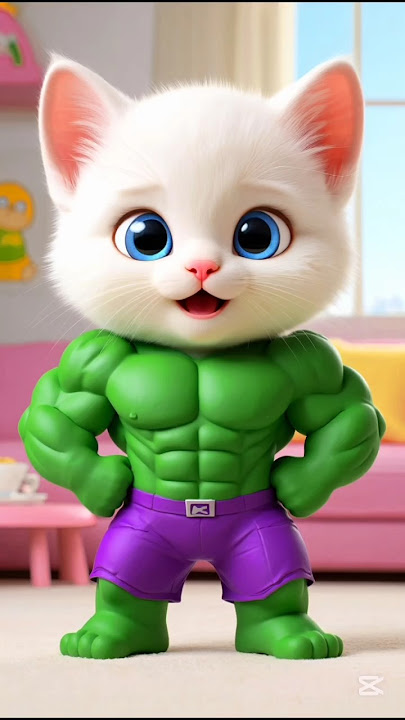 القط مشمش قرر يقلد هالك😱💪البطل الخارق بس الوحش اللي قابله كان روبوت آلى شوف عرف يتغلب عليه ازاي😱💪