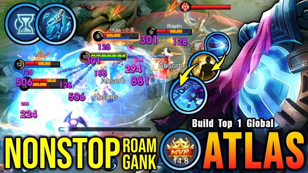 MVP Plays Atlas Super Annoying CC!! NonStop Roam & Gank!! - Build Top 1 Global Atlas ~ MLBB
