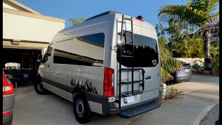 2019 Sprinter van with Aluminess Rear Door Ladder installed
