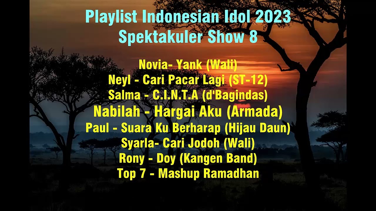 Playlist Indonesian Idol 2023 Spektakuler Show 8
