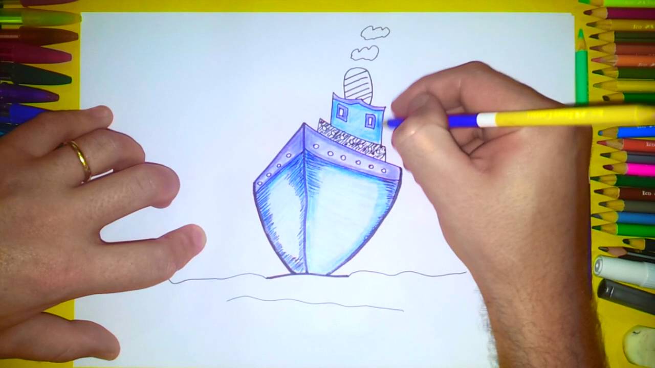 Como Desenhar Barco Navio O Número 1