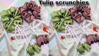 Luxury Handmade Satin Tulip Scrunchies 🌷 Premium Green & Chocolate Hair Accessories🔥 | Soft Articles screenshot 5