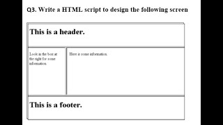 design a given screen| frameset html|Header footer in htmlWeb practical solution