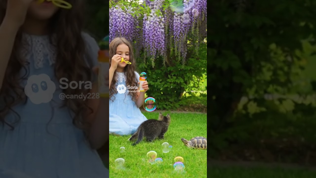 Погоня за пузырями: Котенок против Черепахи.