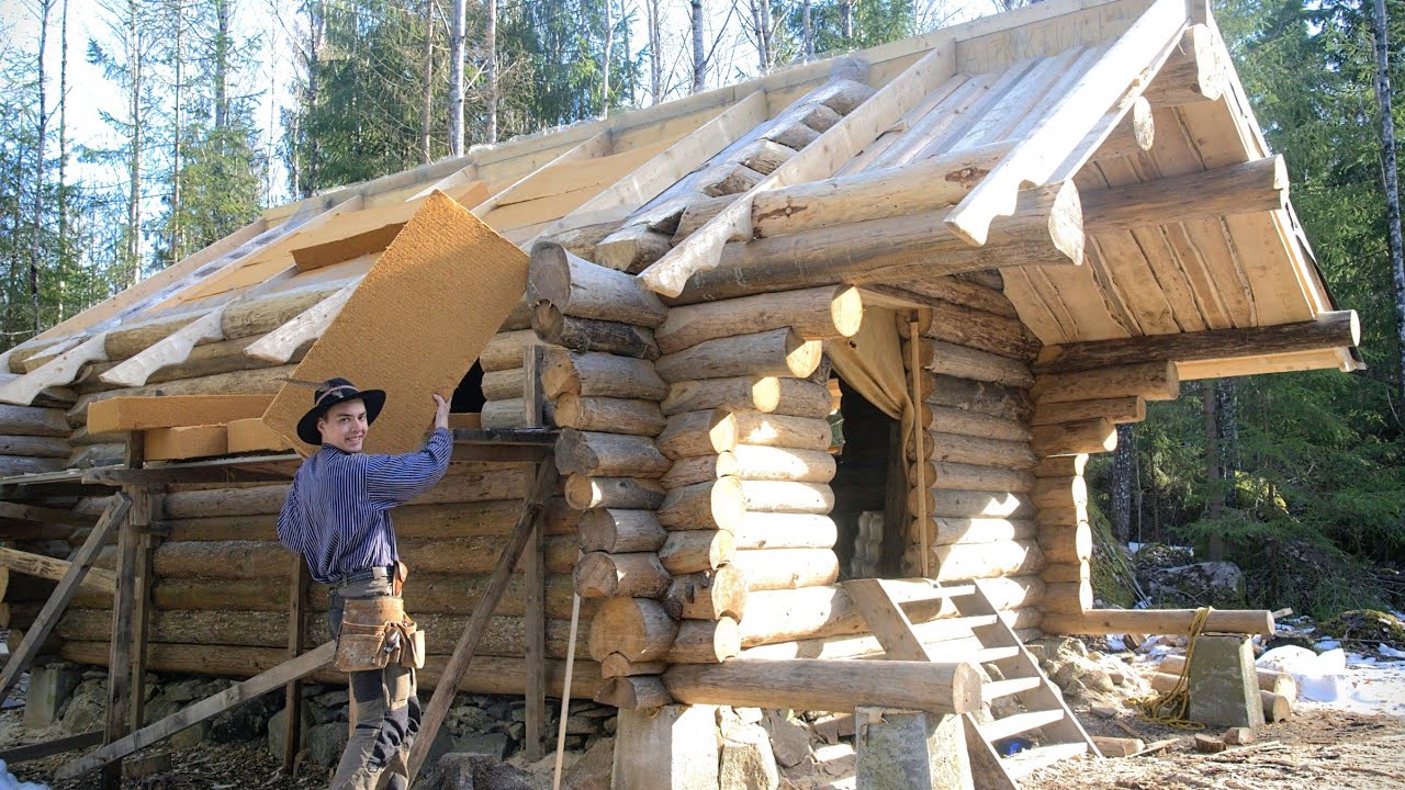 Alone Building An Off Grid Log Cabin Natural Wood Insulation Youtube