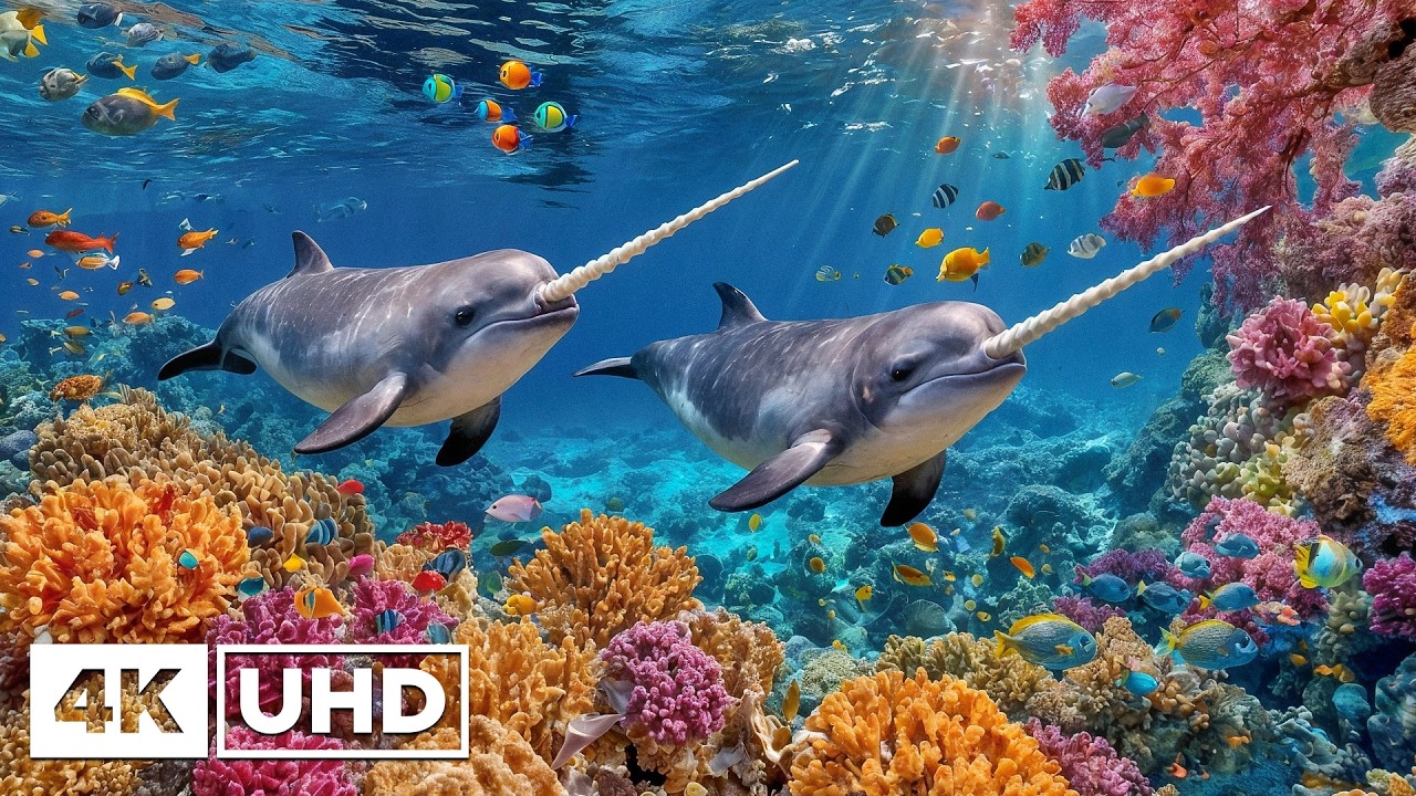 🐟 Аквариум с коралловым рифом, тропическими рыбками, звуками воды и расслабляющей заставкой на 10 ч