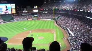Braves vs. Cardinals infield fly game fans throwing trash onto field