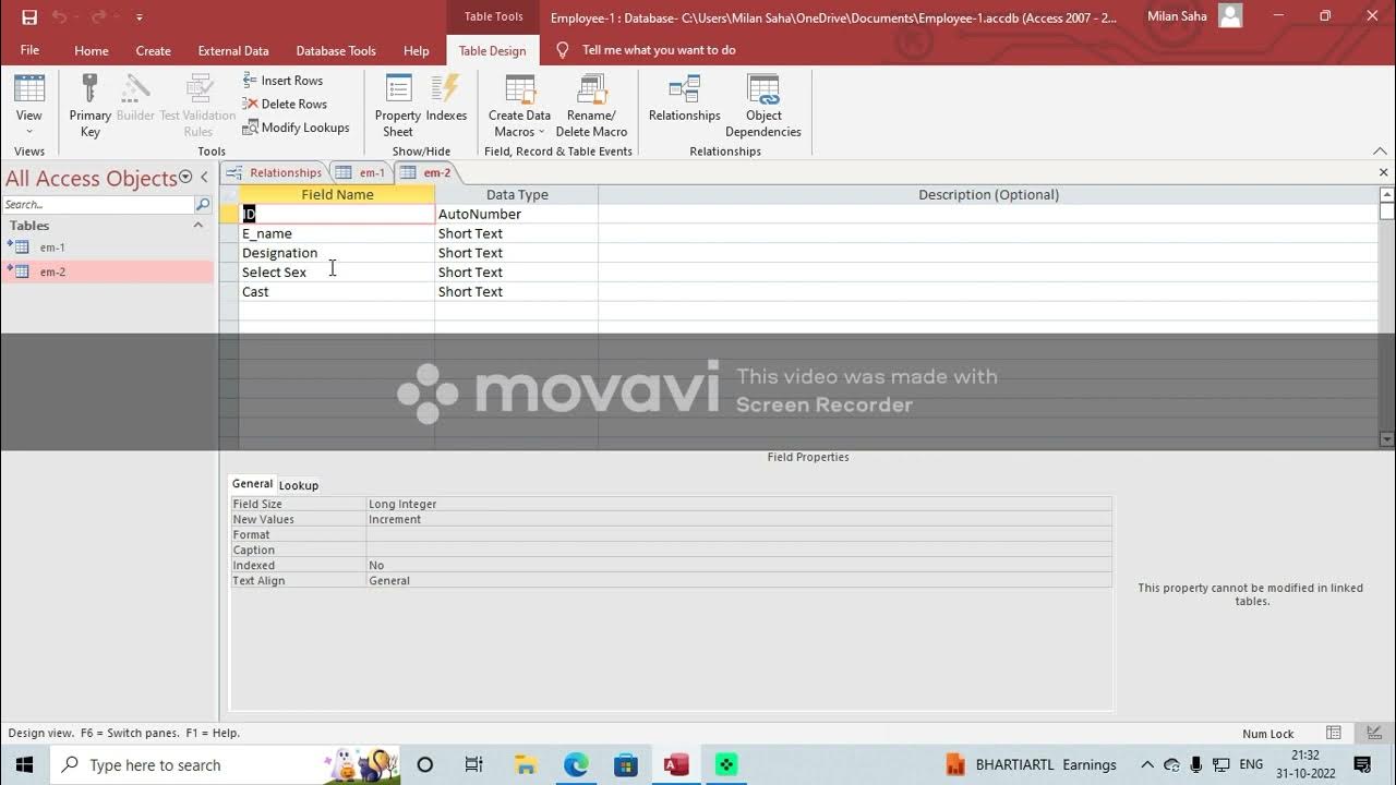 Creating Relationship between Tables by MS Access - YouTube