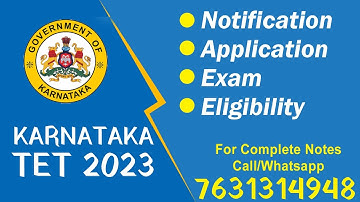 Karnataka TET 2023 Notification/Application/Exam & Eligibility - Get KARTET Complete PDF Notes