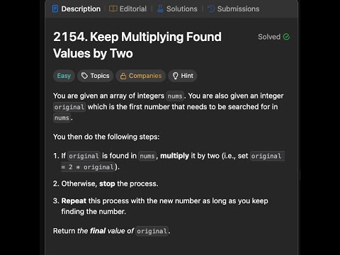 Leetcode 2154:  Keep Multiplying Found Values By Two