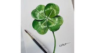 Four Leaf Clover Watercolor Painting Tutorial screenshot 3
