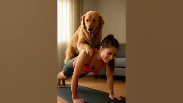 Look Golden Retriever Helps And Hilariously Distracts Woman Doing Push Ups Shorts FunnyPets 