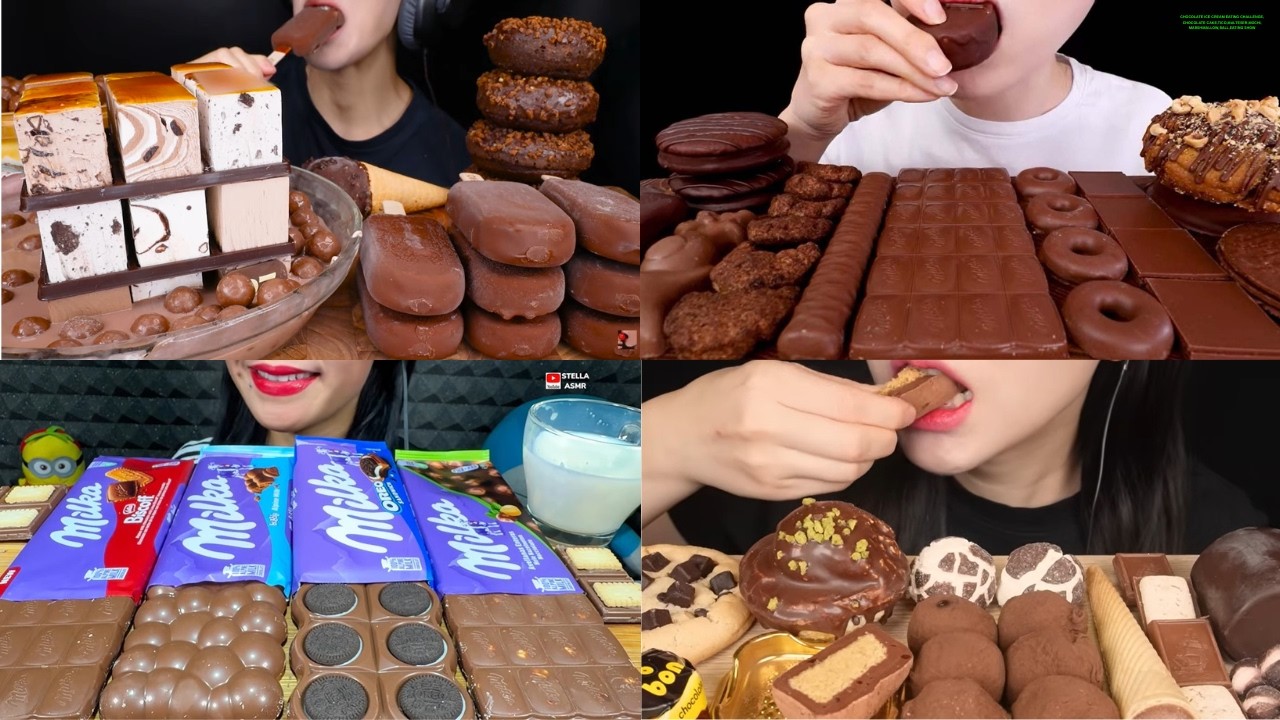 CHOCOLATE ICE CREAM EATING CHALLENGE,CHOCOLATE CAKE,TICO,MALTESER,MOCHI,MARSHMALLOW,BALL,EATING SHOW