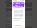 1 Year B. Ed notification update #1yearb.ed #teacher #bihar #up