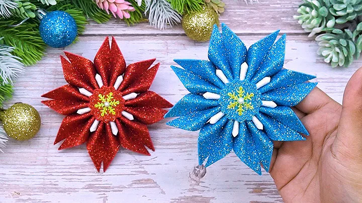 Cute DIY Snowflakes❄️Christmas Ornaments🎅🏻Glitter Foam Sheets Christmas Crafts