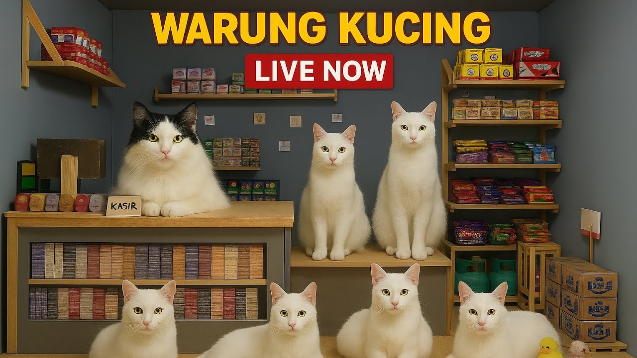 Anak ayam belanja di warung kucing