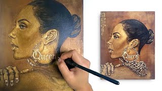 Alicia Keys Acrylic Portrait Painting, Time-lapse Art Video | Speed Painting