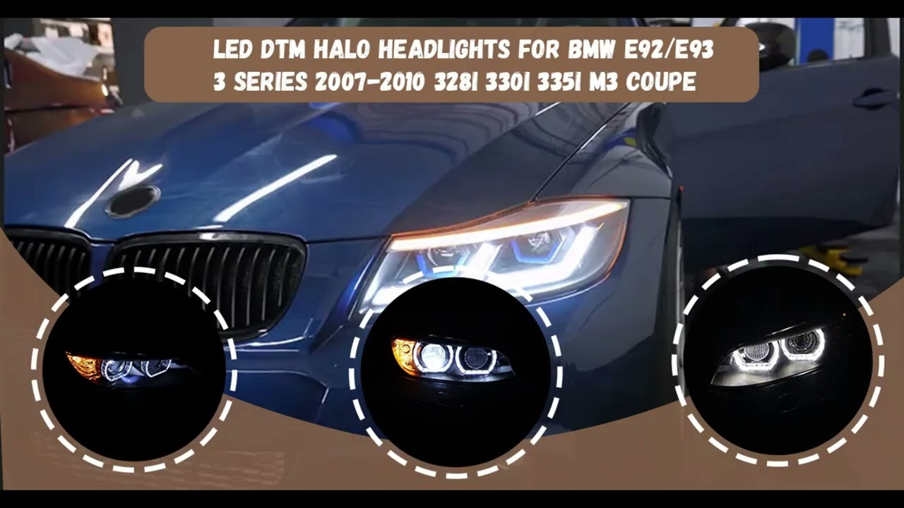 LED DTM Halo Headlights for BMW E92/E93 3 Series 2007–2010 328i 330i 335i M3 Coupe
