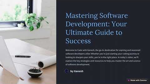 Mastering Software Development: Your Ultimate Guide to Success | Code with Ganesh