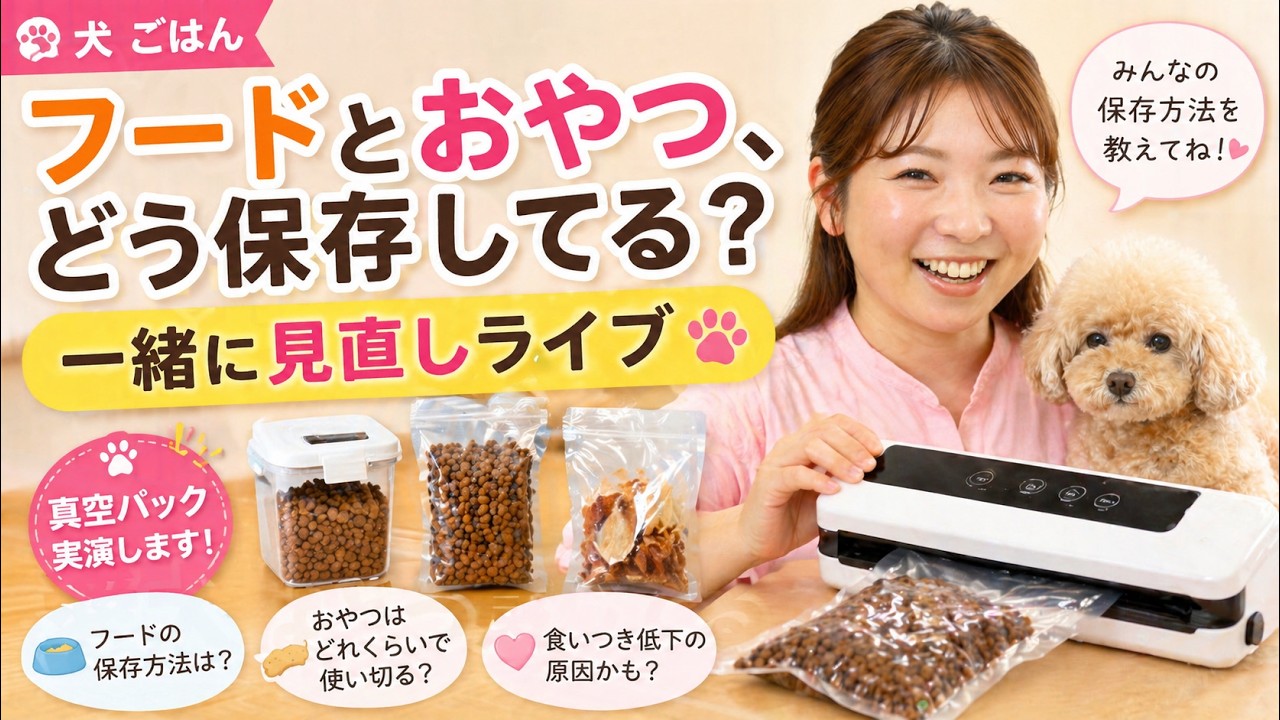 【犬 ごはん】フードとおやつ、どう保存してる?一緒に見直しライブ!犬のしつけエマチャンネル【犬のしつけ@横浜】