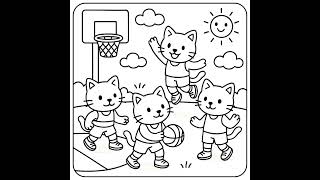 Cute Cat Sports Coloring Book for Kids Printable Kawaii Cats Playing Sports