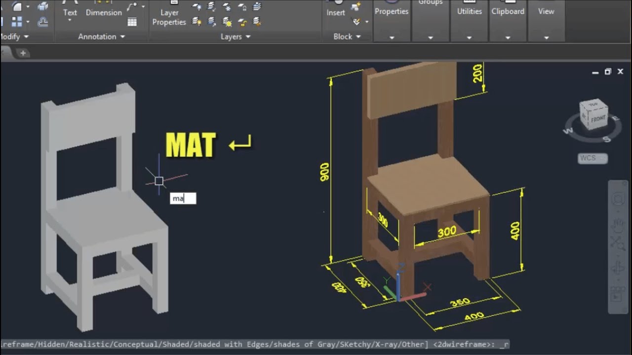  Autocad  Latihan 3D Kursi  Sederhana YouTube