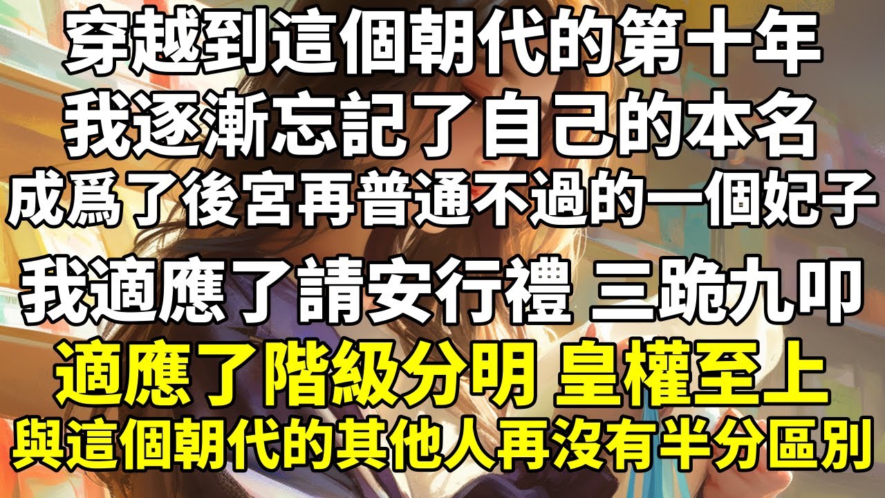 穿越到這個朝代的第十年，我逐漸忘記了自己的本名，成爲了後宮再普通不過的一個妃子。我適應了請安行禮，三跪九叩；適應了階級分明，皇權至上。