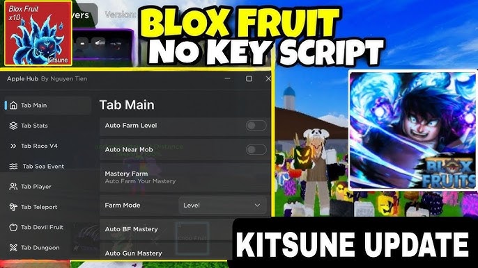 Script Blox Fruit Mobile No Key KITSUNE UPDATE AUTO FARM, FRUIT MASTERY, RAID