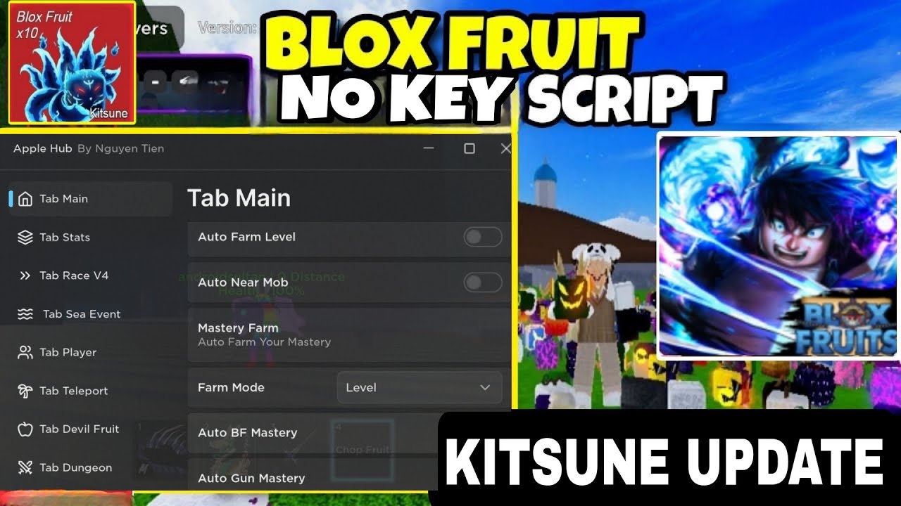 KITSUNE UPDATE🍎 Script Blox Fruit Mobile No Key AUTO FARM