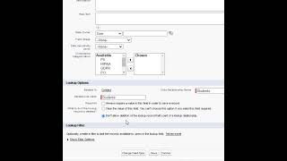 What are the options we can set with the lookup relationship
